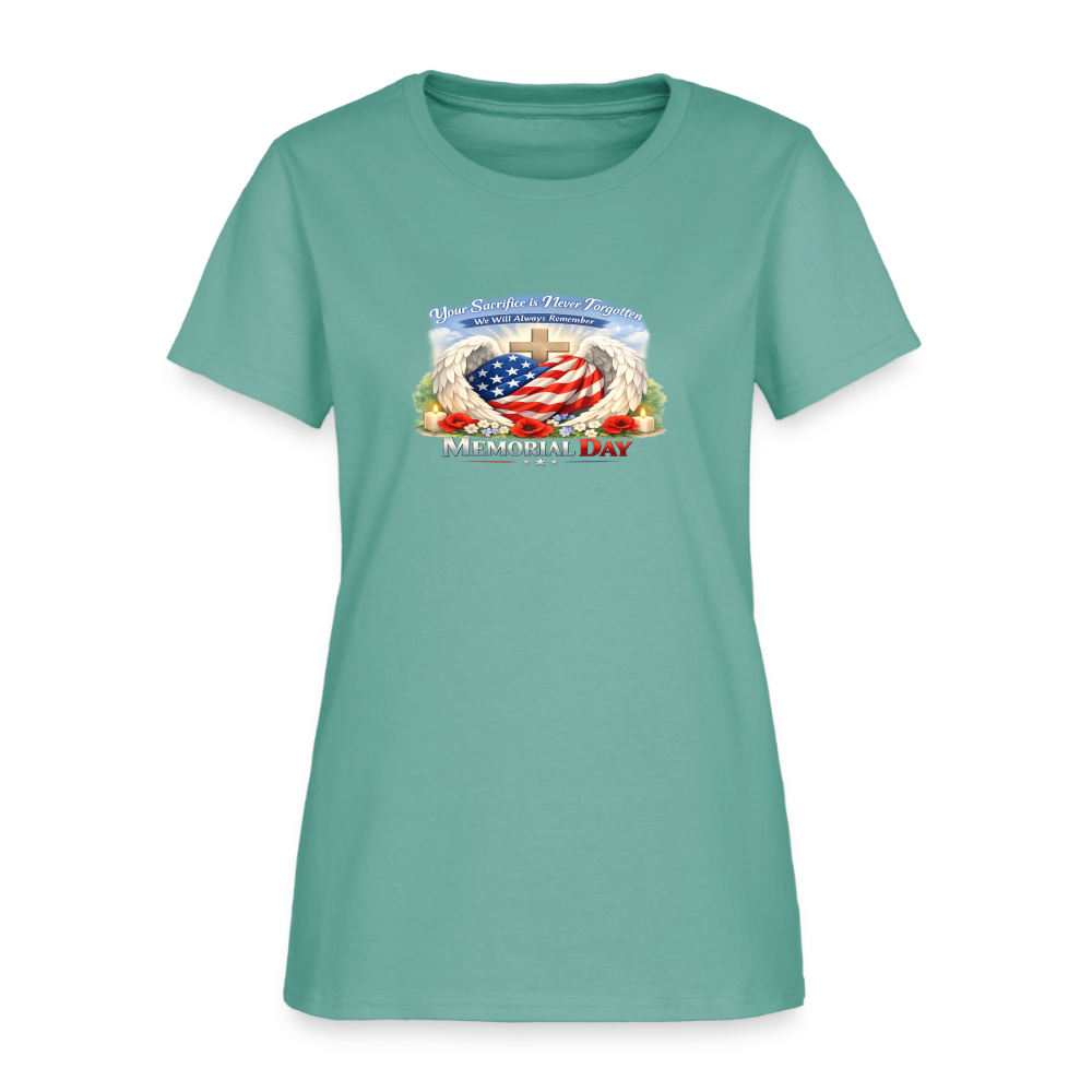 Memorial Day - Your Sacrifice is Never Forgotten | Women's T-Shirt - Classic Edition - aquatic