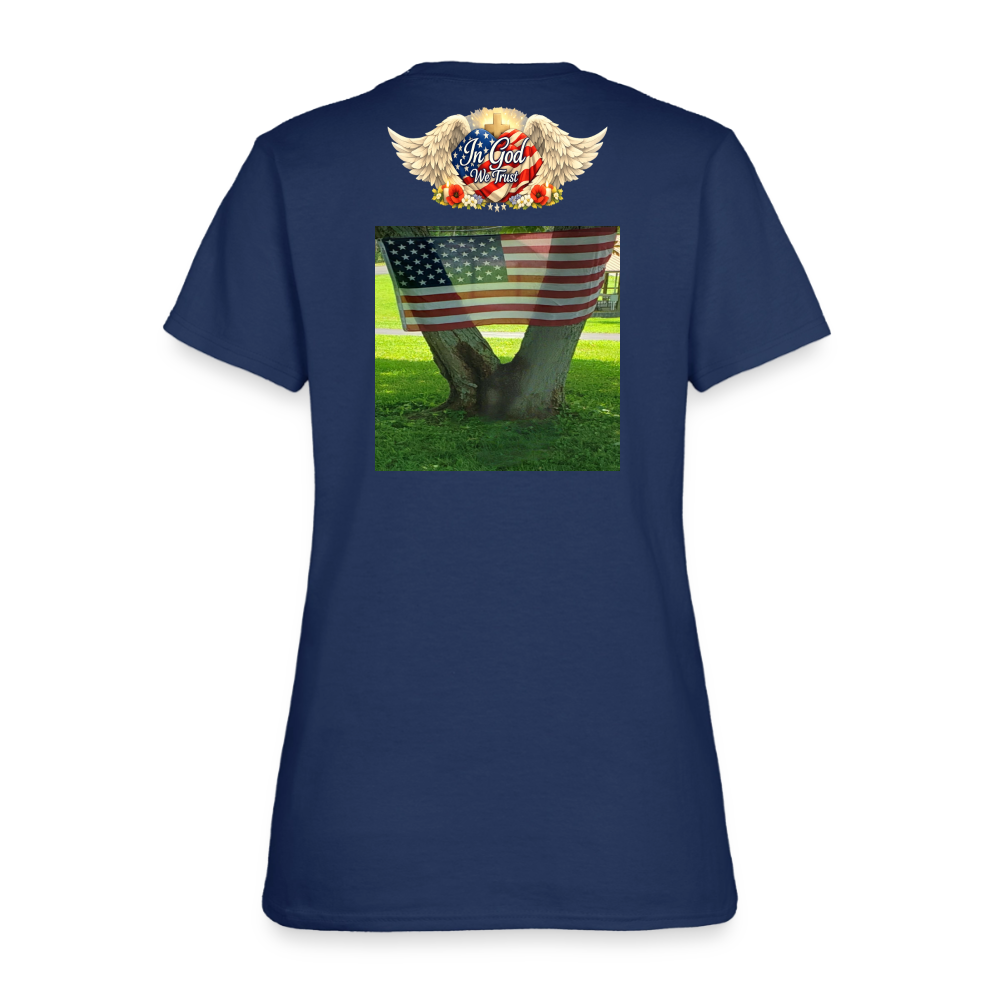Memorial Day — "Your Sacrifice is Never Forgotten" | Women's T-Shirt — Classic Edition -  blue dusk
