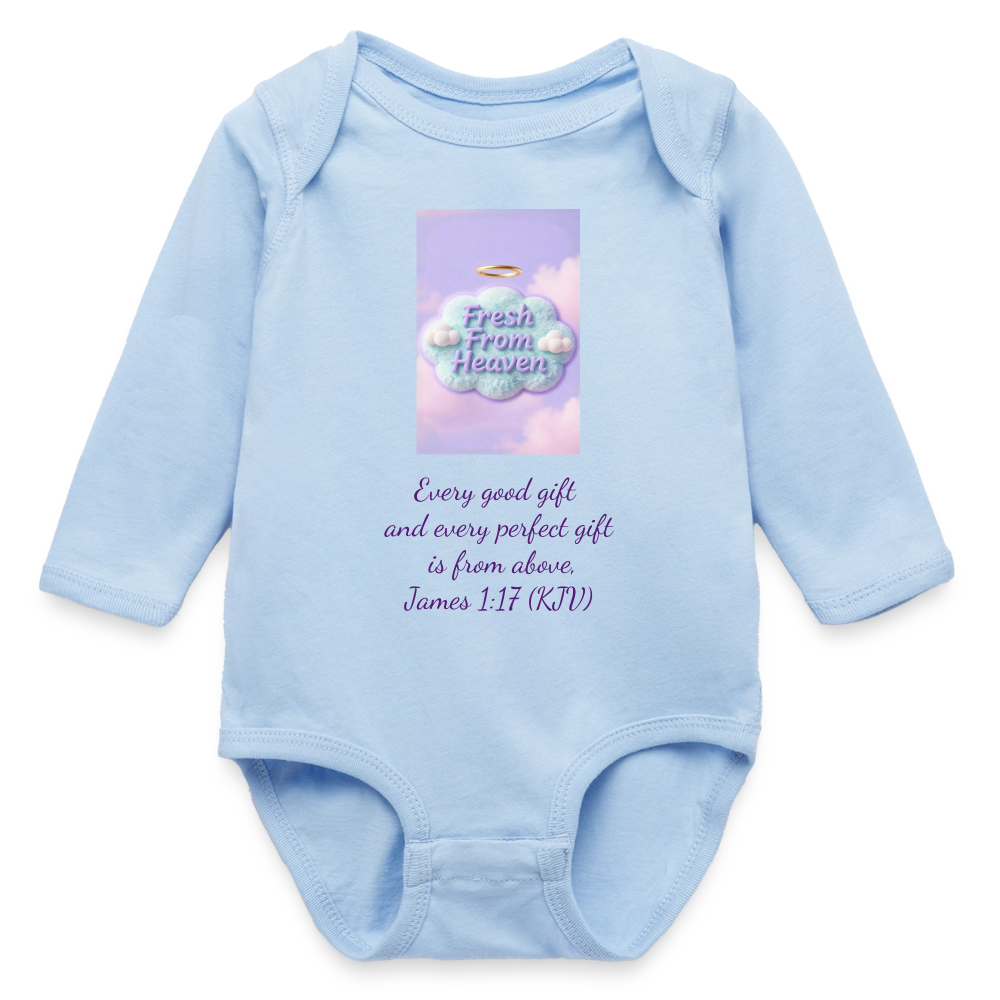 Fresh From Heaven | Long Sleeve Baby Bodysuit - light blue