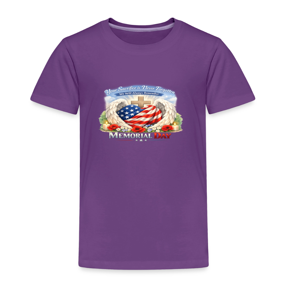 Memorial Day - " Your Sacrifice is Never Forgotten" | Toddler T-Shirt - Classic Edition - purple