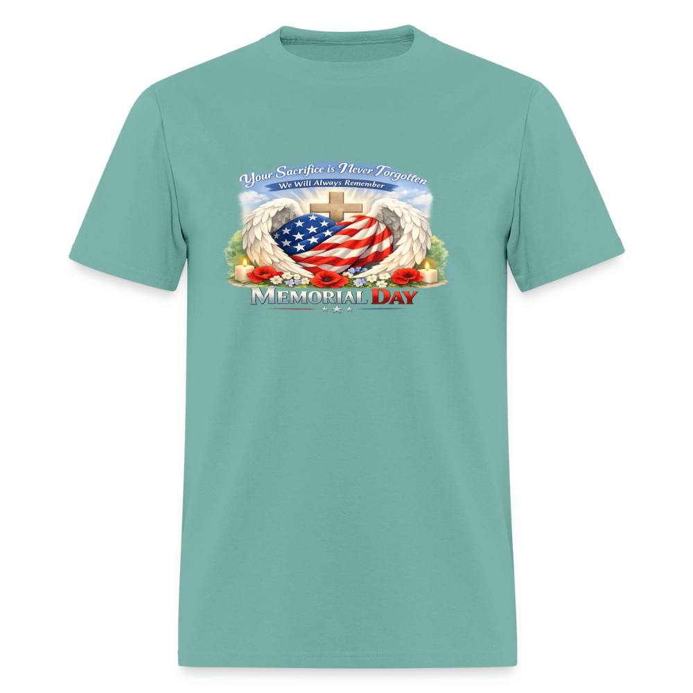 Memorial Day — "Your Sacrifice is Never Forgotten" | Men's T-Shirt — Classic Edition - aquatic