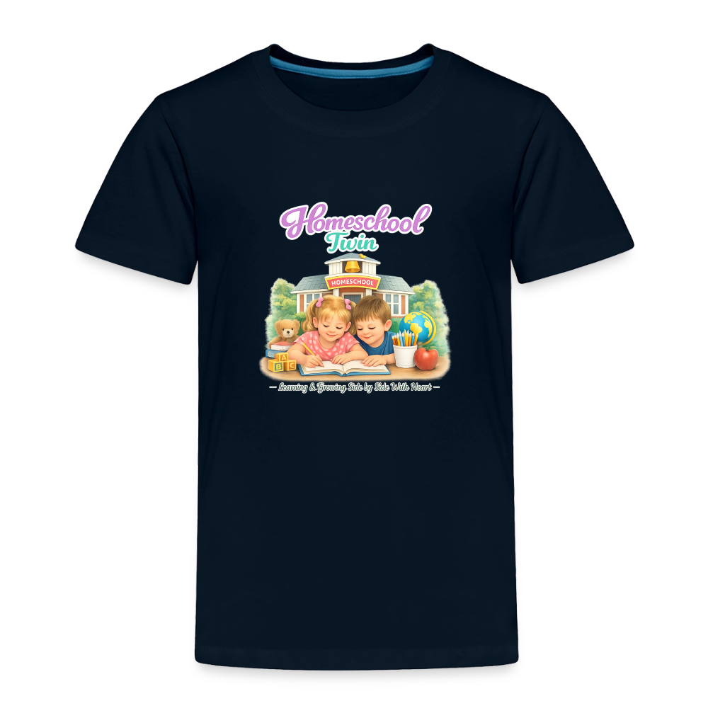Homeschool Twin Girl — Kids' T-Shirt / Toddler Premium T-Shirt - deep navy