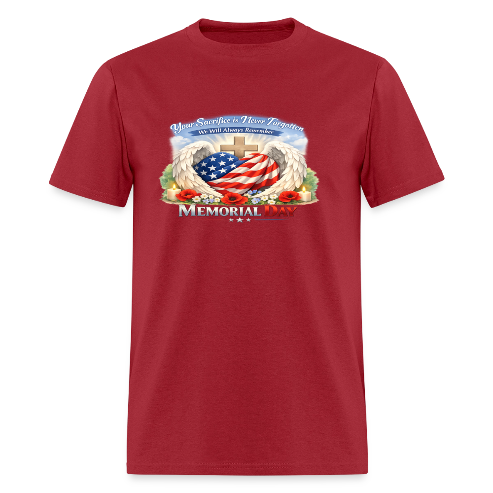 Memorial Day — "Your Sacrifice is Never Forgotten" | Men's T-Shirt — Classic Edition - dark red