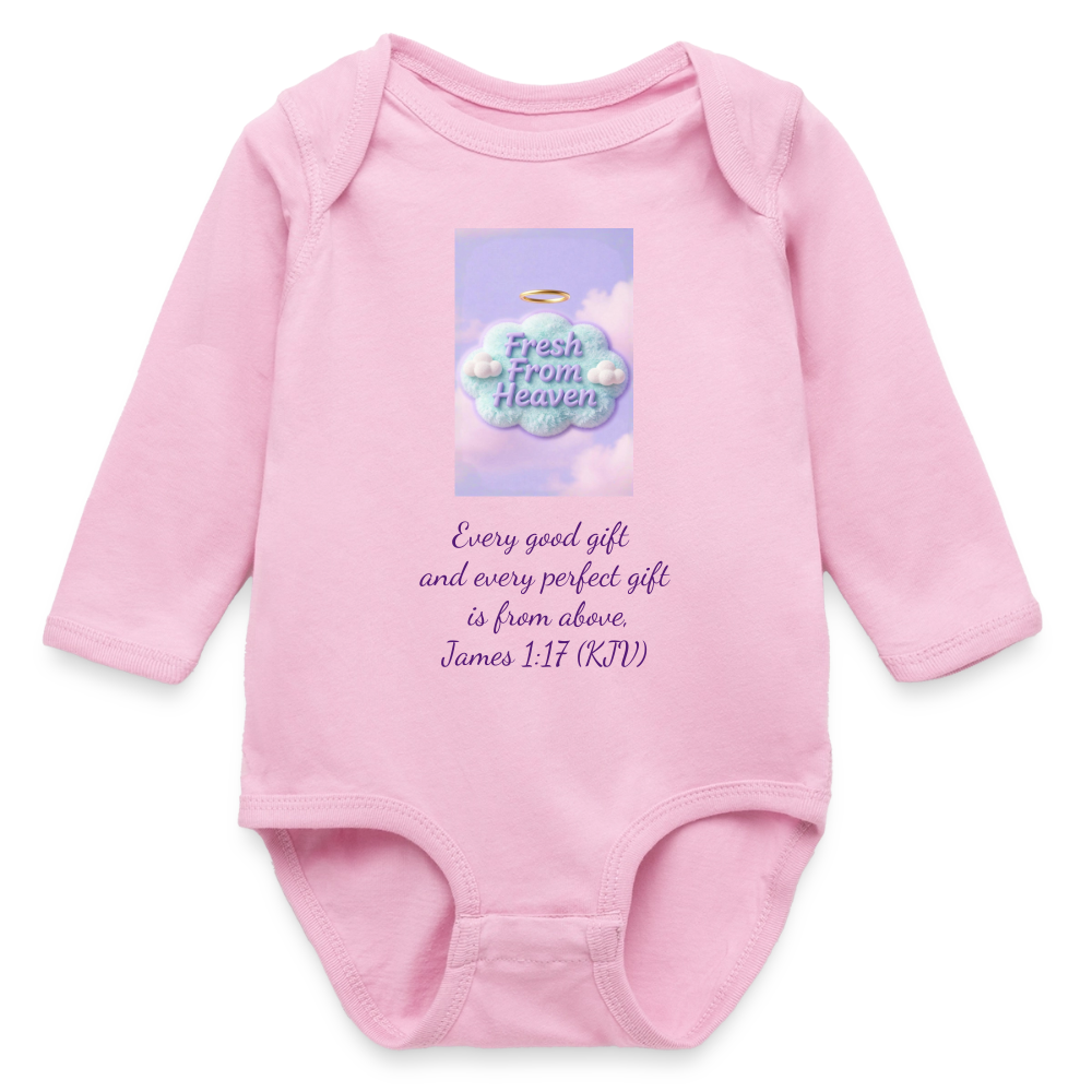 Fresh From Heaven | Long Sleeve Baby Bodysuit - light pink