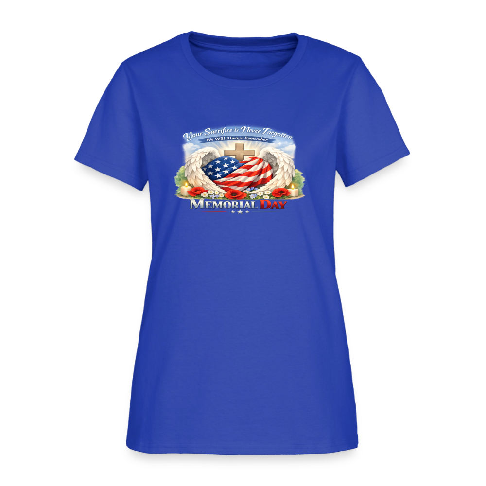 Memorial Day — "Your Sacrifice is Never Forgotten" | Women's T-Shirt — Classic Edition - royal blue