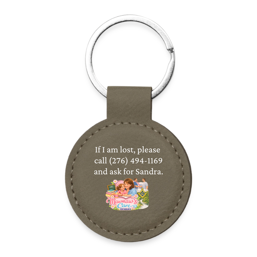 Personalized Pet ID Keychain Tag — Custom Leather-Style Round Tag - light brown