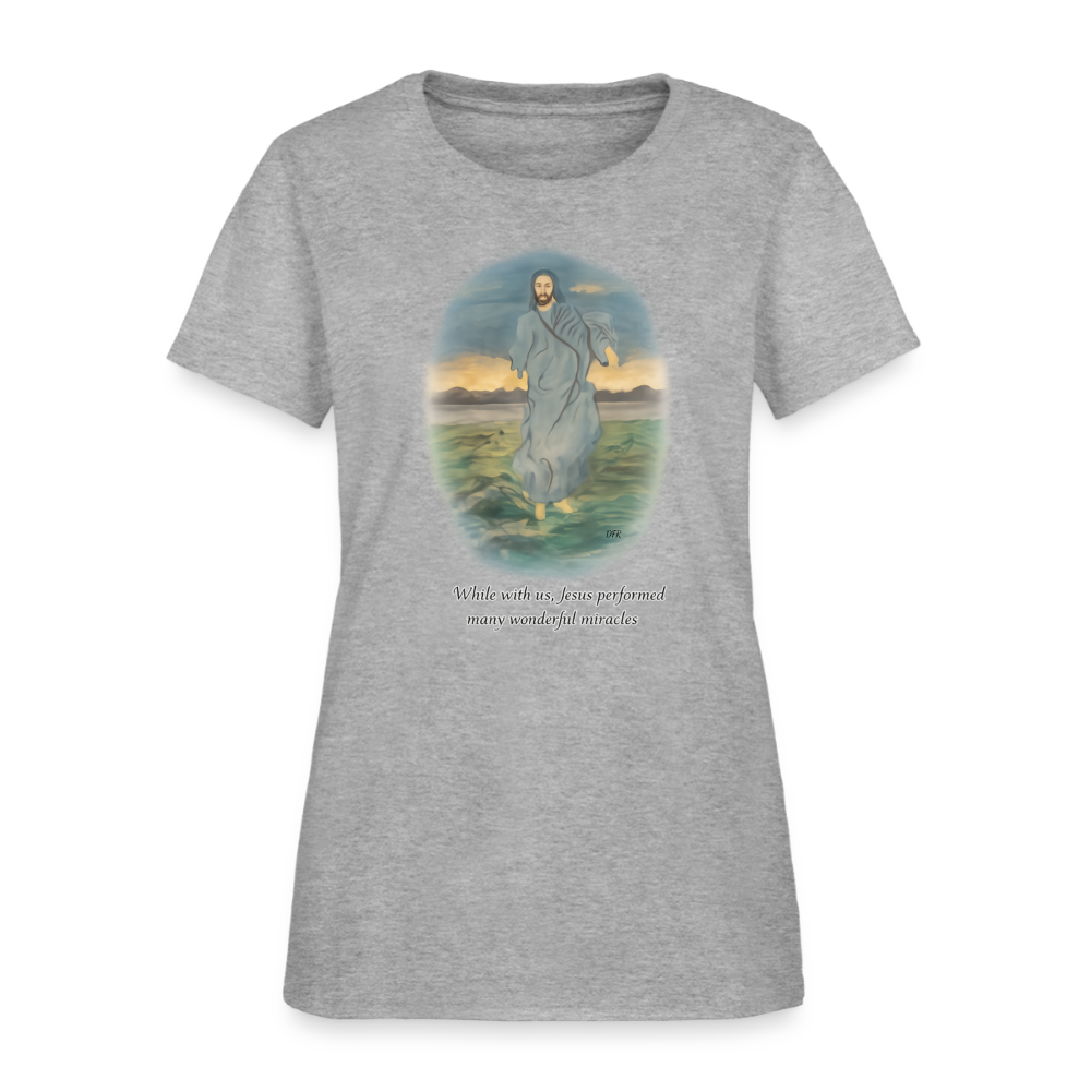 Jesus the Greatest Miracle | Women's Faith T-Shirt | Fruit of the Loom/Gildan | Featuring Original Artwork - heather gray