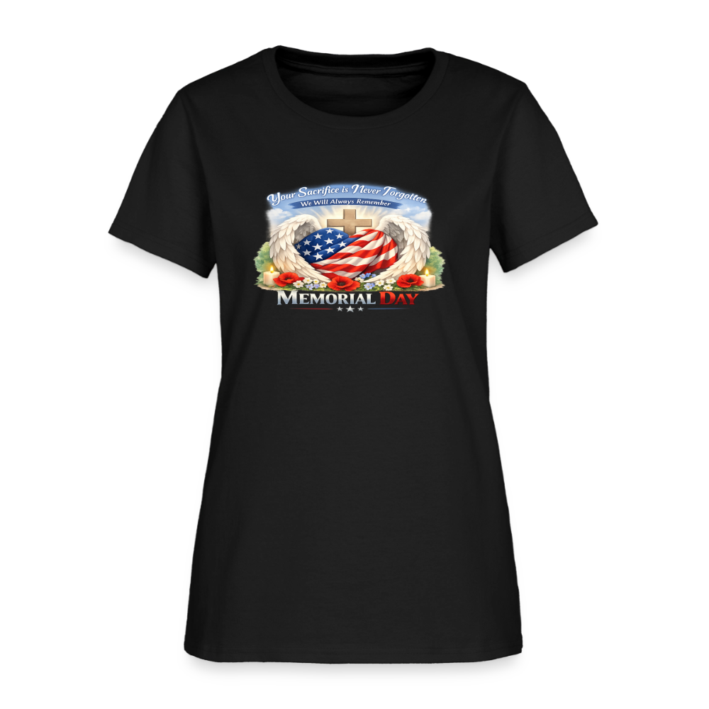 Memorial Day — "Your Sacrifice is Never Forgotten" | Women's T-Shirt — Classic Edition - black