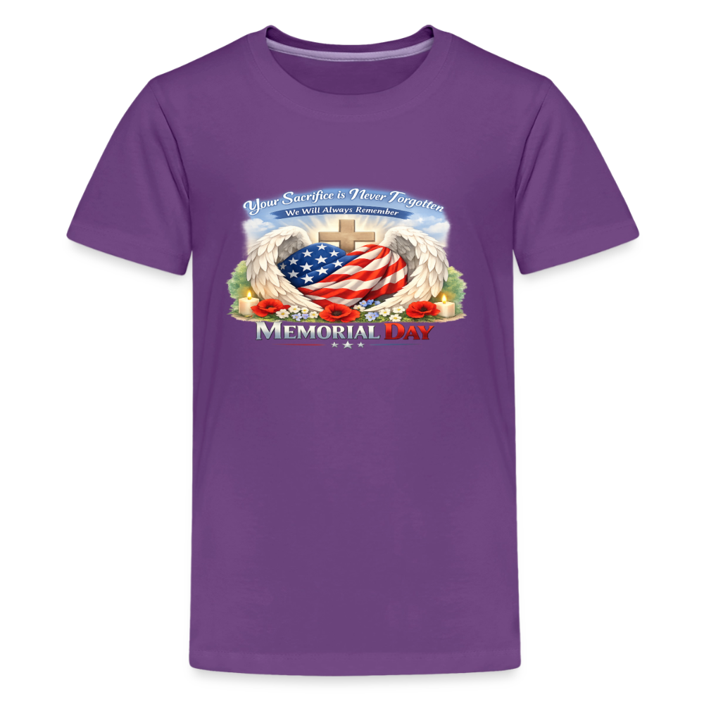 Memorial Day — "Your Sacrifice is Never Forgotten" | Kids' Premium T-Shirt - purple