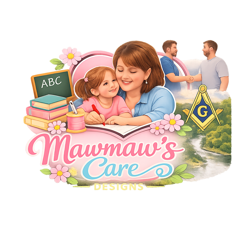 Mawmaw's Care Designs | Transparent Waterproof Logo Sticker | Version 2